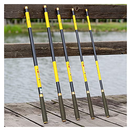 BANGHA Teleskoprute,Angelrute 3.6,4.5,5.4,6.3,7.2 Meter Stream-Hand Pol Carbon-Faser-Casting Teleskop Angelrute Fisch Tackle(Yellow,3.6 m) von BANGHA
