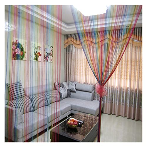 BANGHA TüRvorhang Vintage Vorhänge Regenbogen mit 6 Farben Vorhänge Salon Das Schlafzimmer Fadenvorhang (Color : 1, Size : Rod Packet) von BANGHA
