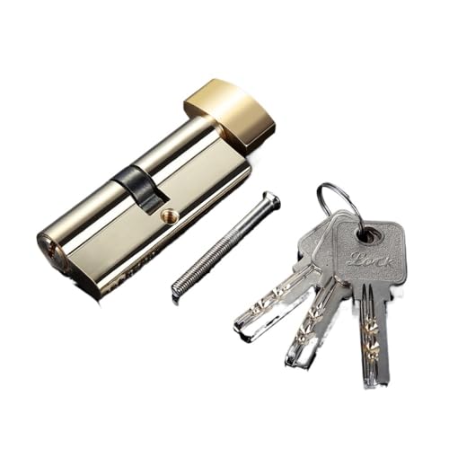 Cylinder Lock,Door Barrel 1 Sätze Türzylinderschloss Vorgespannt 70 mm 3 Schlüssel Diebstahlsicherer Eingang Messing AB Türschloss Home Security(Gold) von BANGHA