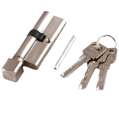 Cylinder Lock,Door Barrel Türzylinder, vorgespanntes Schloss, AB-Schlüssel, Diebstahlschutz, Messing-Türschloss, verlängerter Kern(Silver) von BANGHA