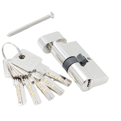 Cylinder Lock,Door Barrel Türzylinder Sicherheitskupfer-Schließzylinder Innenraum Schlafzimmer Wohnzimmer Griff Messing Schlüsselverriegelung 5 Schlüssel(55mm27.5add27.5) von BANGHA