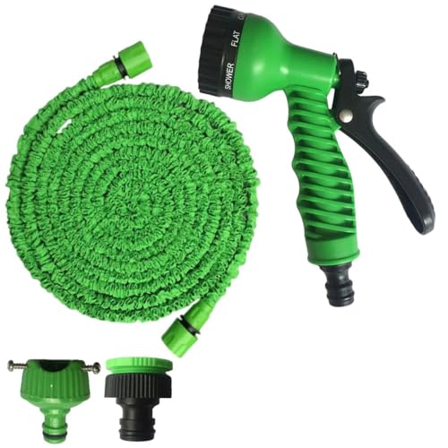 Gartenschlauch Flexibel Gartenschlauch, Wasserschlauch, erweiterbarer Schlauch, 7 Muster, Wasserpistole, Schaumtopf, flexibler, Autowaschsprüher(50ft-15M Extented) von BANGHA