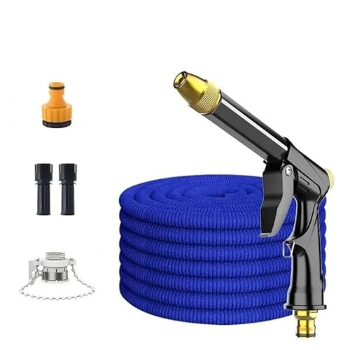 Gartenschlauch Flexibel Hochwertiger flexibler erweiterbarer Gartenschlauch Hochdruckdüse Spraye Washer Gun Autowaschschlauch(Blue no foam pot,150ft) von BANGHA