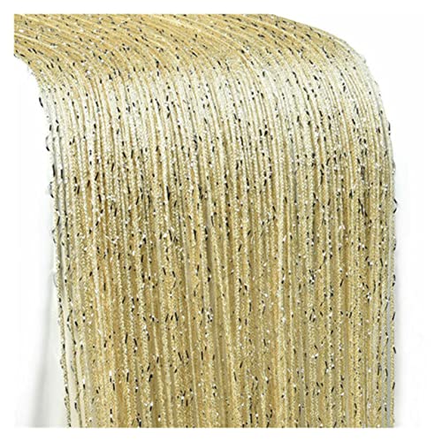 Perlenvorhänge,Thread Curtain 3x3m Flash-Linie glänzend Quaste String Vorhang Türfenster Dekorativer Trennwand Vorhänge Glitter Valance Home Decoration(Light yellow,W300cm x H400cm) von BANGHA