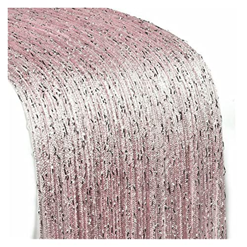 Perlenvorhänge,Thread Curtain 3x3m Flash-Linie glänzend Quaste String Vorhang Türfenster Dekorativer Trennwand Vorhänge Glitter Valance Home Decoration(Pink,W300cm x H300cm) von BANGHA