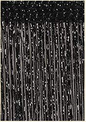 Perlenvorhänge,Thread Curtain 40 Glitter Fransen String Vorhang Glänzend Quaste Flash Silber Linie Fenster Panel Raumteiler Fliegenschirmtür Hängen(Black) von BANGHA