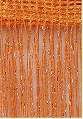 Perlenvorhänge,Thread Curtain 40 Glitter Fransen String Vorhang Glänzend Quaste Flash Silber Linie Fenster Panel Raumteiler Fliegenschirmtür Hängen(Orange) von BANGHA