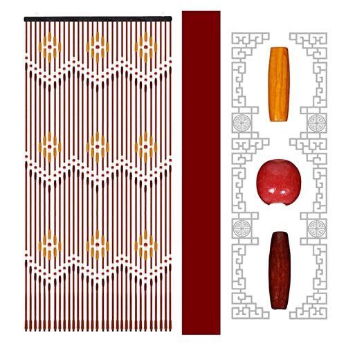 Perlenvorhänge,Thread Curtain Handgemachte Holzjalousie 90x220cm 31 Linie Holzperlenvorhänge Fly Screen Gate-Teiler Sheer for Flur Wohnzimmer Türfenster(D41338) von BANGHA