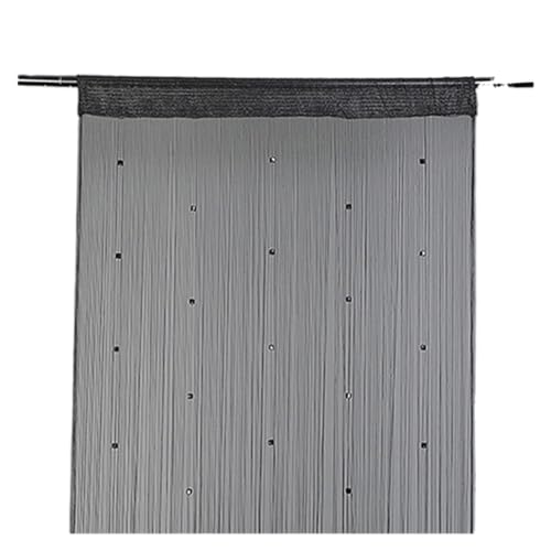 Perlenvorhänge,Thread Curtain Perlen String Vorhang Transluzente Tür Vorhänge Raumteiler Valances Quaste Schwarz Fenster Wand Dekoration(Black) von BANGHA