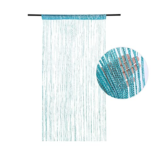 Perlenvorhänge,Thread Curtain Quaste hängende string türvorhänge klassische linie vorhang fenster valance room partition perlen fringe teilder tür wohnkultur(Blue) von BANGHA