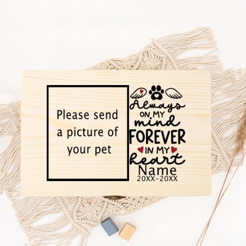 Urne Hund,Urne Katze Personalisierte Haustierurne Hundeasche Beerdigungsbox Haustierreste Holzbox Einäscherung Katzenasche Urnenbox(WD16-Design 2) von BANGHA