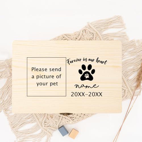 Urne Hund,Urne Katze Personalisiertes Haustierfoto, individueller Name, Urnen for die Überreste von Hunden oder Katzen, Asche, Verlust, Haustier-Denkmal, Erinnerungsbox for Hunde(WD15-Design 5) von BANGHA