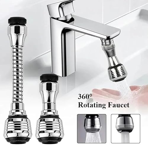 Wasserhahn Verlängerung,Faucet Extender 5 STÜCKE 360 ° Einstellung Küchenspüle Wasserhahn Extender Filter Spray Dual-modus Wassersparende Druckhalter Haushalt Bad Werkzeug(Long faucet) von BANGHA
