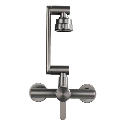 Wasserhahn Verlängerung,Faucet Extender Edelstahl 4 Modus Küche Wasserhahn Wand Montiert Bad Waschbecken Kalt Warmwasser Mischbatterie 360 ​​Grad(Metal grey) von BANGHA