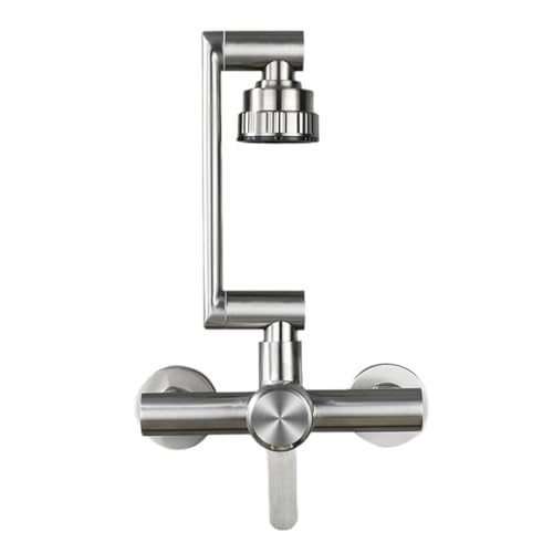 Wasserhahn Verlängerung,Faucet Extender Edelstahl 4 Modus Küche Wasserhahn Wand Montiert Bad Waschbecken Kalt Warmwasser Mischbatterie 360 ​​Grad(Silver) von BANGHA