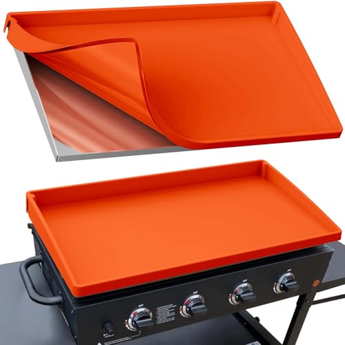 BANGIE Grillmatte für Blackstone 91,4 cm Grillzubehör, vollständiger Rundumschutz, Silikonmatte für Grillplatte, lebensmittelechte Silikon-Grillmatte, Orange von BANGIE