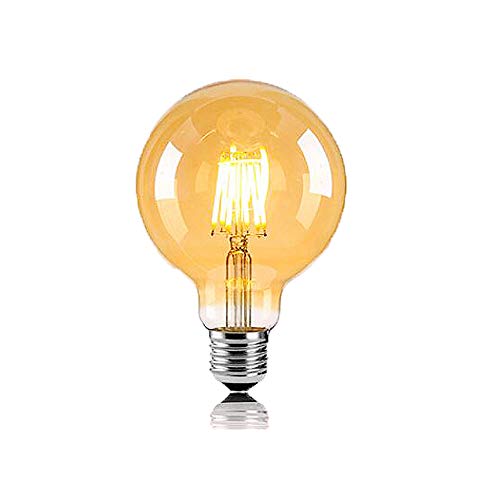 1 Stück Vintage LED Leuchtmittel E27 Globe Glühbirne G80 6 W Warmweiß 2800K entspricht 60 W Halogen Leuchtmittel Glühbirne Glas Bernstein Ideal für Nostalgie und Retro Beleuchtung von BANGSHUO