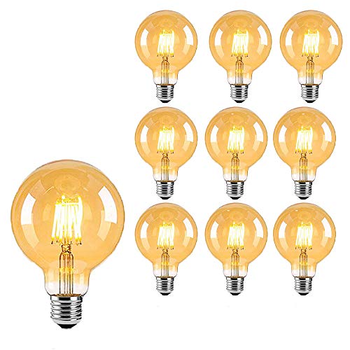9 Stück Vintage LED Leuchtmittel E27 Globe Glühbirne G80 6 W Warmweiß 2800K entspricht 60 W Halogen Leuchtmittel Glühbirne Glas Bernstein Ideal für Nostalgie und Retro Beleuchtung 9 Stück Vintage LED Leuchtmittel E27 Globe Glühbirne G80 6 W Warmweiß 2800K entspricht 60 W Halogen Leuchtmittel Glühbirne Glas Bernstein Ideal für Nostalgie und Retro Beleuchtung von BANGSHUO