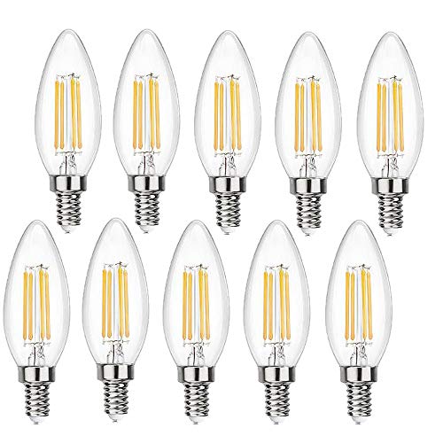 BANGSHUO 10er E14 E14 LED Kerze Lampen Filamnet C35 400 Lumen Warmweiß 2700K LED Kronleuchter Glühbirnen E14 40W Äquivalent,E14 Filament LED Kerzenlampe E14 Nicht Dimmbar von BANGSHUO