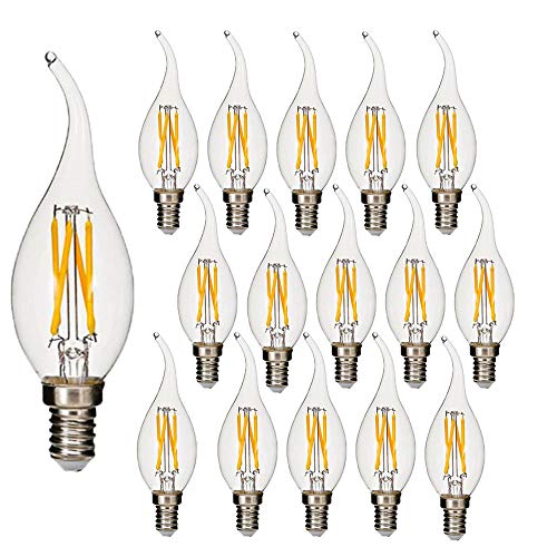 BANGSHUO 15er E14 Vintage Kandelaber LED-Lampen 4W C35 400 Lumen Warmweiß 2700K LED Kronleuchter Glühbirnen C35 Filament Kerzenlampe Flammenspitze Nein Dimmbar BANGSHUO 15er E14 Vintage Kandelaber LED-Lampen 4W C35 400 Lumen Warmweiß 2700K LED Kronleuchter Glühbirnen C35 Filament Kerzenlampe Flammenspitze Nein Dimmbar von BANGSHUO