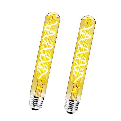 BANGSHUO 2 Stück E27 6W T30-185mm LED Edison Vintage Filament Dimmbare Röhrenlampe (60W Halogenbirne Äquivalent) E27 Retro Röhre 600LM Warmweiß 2700K Decorative Edison Lamp von BANGSHUO