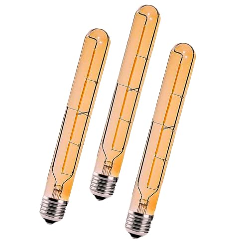 BANGSHUO 3er Edison Retro Vintage Röhrenglühlampen T30-225 E27 4W(40w Halogenlampe ersetzen) Warmweiß 2700K Lange Röhre 400LM T30 Filament LED-Lampen E27 Bernsteinglas Nicht dimmbar 220-240V von BANGSHUO