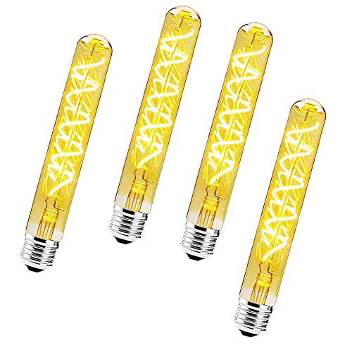 BANGSHUO 4 Stück E27 6W T30-185mm LED Edison Vintage Filament Dimmbare Röhrenlampe (60W Halogenbirne Äquivalent) E27 Retro Röhre 600LM Warmweiß 2700K Decorative Edison Lamp von BANGSHUO