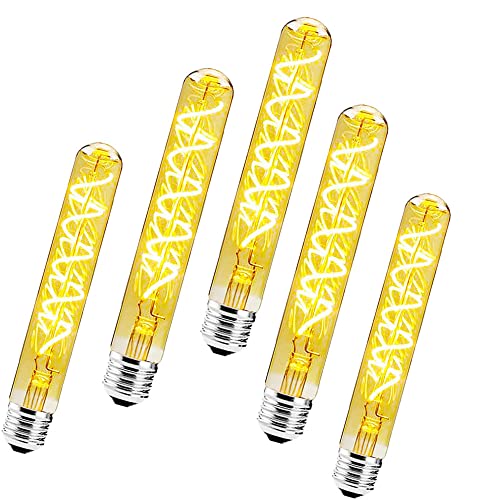 BANGSHUO 5 Stück E27 6W T30-185mm LED Edison Vintage Filament Dimmbare Röhrenlampe (60W Halogenbirne Äquivalent) E27 Retro Röhre 600LM Warmweiß 2700K Decorative Edison Lamp von BANGSHUO