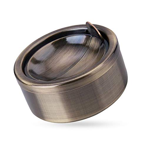 BANGSUN 1 x Aschenbecher aus Edelstahl, winddicht, runde Form, rauchfreier Aschenbecher, drehbar mit Bronze. von BANGSUN
