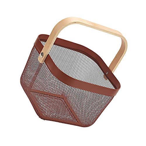 BANGSUN Drahtkorb mit Holzgriff, Metallgeflecht, für Obst, Gemüse, Rot BANGSUN Drahtkorb mit Holzgriff, Metallgeflecht, für Obst, Gemüse, Rot von BANGSUN
