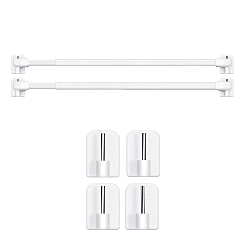 BANJILI-2 Stück Scheibengardinenstange für Fenster Küche DIY-Projekte Ausziehbar Vitragestangen mit Selbstklebehaken (30-50CM-(2Stücks)) von BANJILI