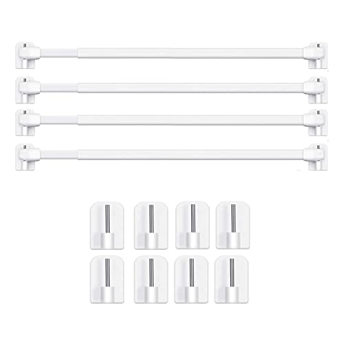 BANJILI-4 Stück Scheibengardinenstange für Fenster Küche DIY-Projekte Ausziehbar Vitragestangen mit Selbstklebehaken (80-140CM-(4Stücks)) von BANJILI