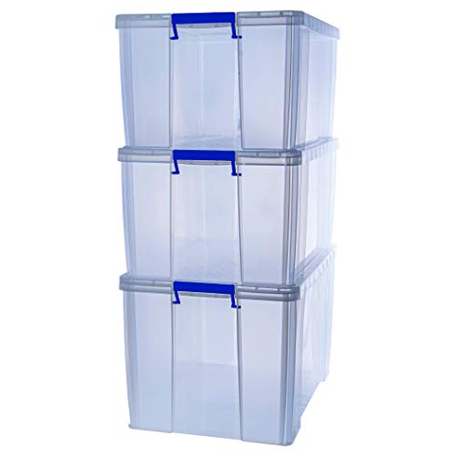 BANKERS BOX ProStore Große Aufbewahrungsboxen mit Deckel aus Plastik, Set mit 3 Boxen (2x 70 Liter + 1x 85 Liter) von BANKERS BOX