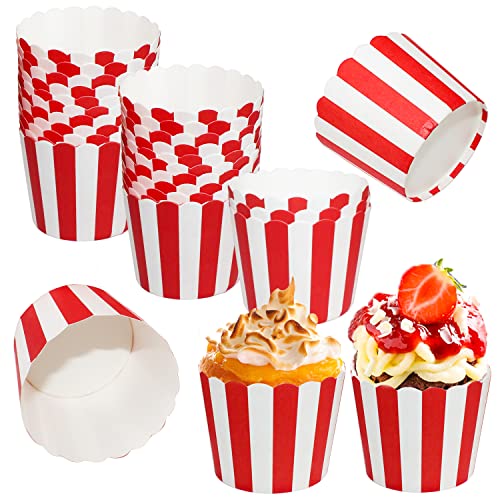 Cupcake Backbecher Einweg Muffinförmchen Backpapier Cupcake Liners Backförmchen aus stabilem Papier für Geburtstage Hochzeiten und Partys(50 pro Pack) (Rot) von BANTI