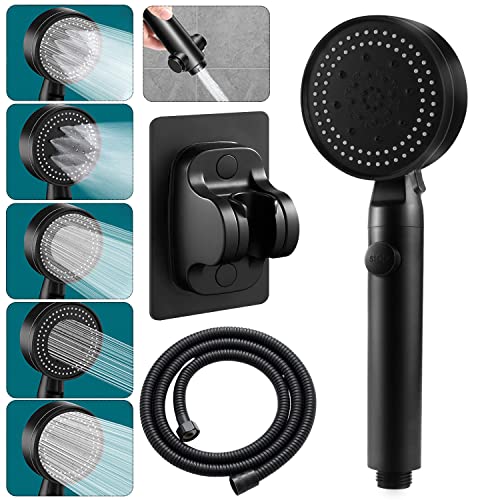 Duschkopf Handbrause Wassersparend Duschbrause mit Schlauch Halterung Brausekopf Dusche Schwarz Sparduschkopf mit 5 Strahlarten Hochdruck Duschkopf mit Wasserstop Shower Head für Baden Duschkopf Handbrause Wassersparend Duschbrause mit Schlauch Halterung Brausekopf Dusche Schwarz Sparduschkopf mit 5 Strahlarten Hochdruck Duschkopf mit Wasserstop Shower Head für Baden von BANTI