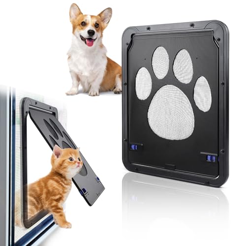 Katzenklappe Hundeklappe für Innentür Aussentür Türen Fenster Fliegengitter Hundeklappen mit Magnet und Schloss Katzentür Fliegengittertür mit Katzenklappe für Mittelgroße Kleine Katze und Hunde von BANTI