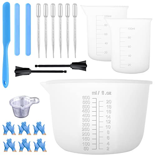 Messbecher Set Mischbecher Epoxidharz Silikon Becher Groß 600ml & 2 Stück Mini Messbecher Klein 100ml Labor Silikonbecher für Epoxidharz Rührstäbchen Mit Pipetten Kunststoff Mischpaddel Handschuhe Messbecher Set Mischbecher Epoxidharz Silikon Becher Groß 600ml & 2 Stück Mini Messbecher Klein 100ml Labor Silikonbecher für Epoxidharz Rührstäbchen Mit Pipetten Kunststoff Mischpaddel Handschuhe von BANTI
