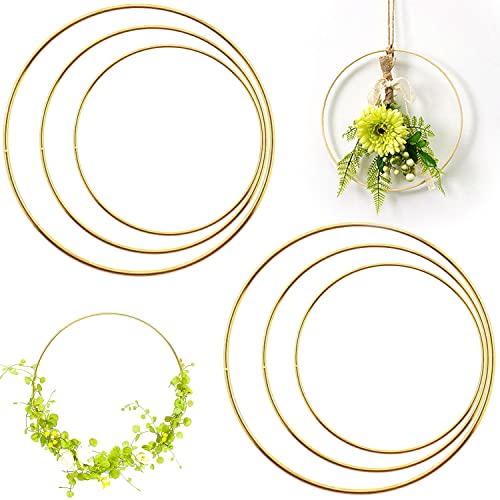 Metallringe Drahtring Zum Basteln Gold Makramee Ring Metall Ringe 20cm/25cm/30cm Metalldraht Dekoringe Floral Hoops für Wickeltechnik Traumfänger Floristik Hochzeitskranz (6 Stück ) von BANTI