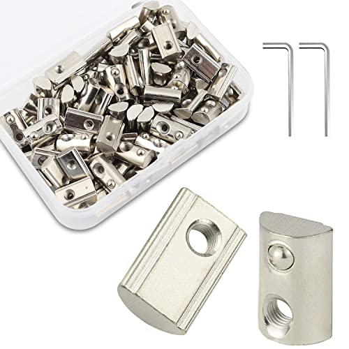 Nutenstein Nut Nutsteine Set T-Nut Schrauben Gewinde Kohlenstoffstahl mit Zentrierung und Federkugel Gleitmuttern Hammermutter für Aluminiumprofil-Extrusionsschlitz 20-Serie 100x (M3) von BANTI
