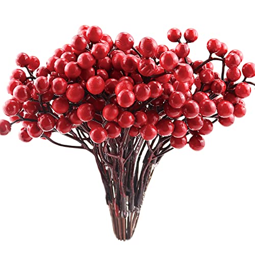 Rote Beeren Deko Weihnachtsbaum Beerenzweig Künstlich 20 Stück Beerenzweige Weihnachten Künstliche Rote Beeren Zweige Deko für Weihnachtsbaumschmuck Handwerk Winter Dekoration (240 Beeren) von BANTI
