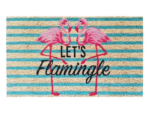 Banzaii Fußmatte aus Kokosfaser 40 x 70 cm mit Rutschfester Unterseite für den Außen - oder Innenbereich - Flamingo von BANZAII TEXTILE INNOVATOR ONLINE