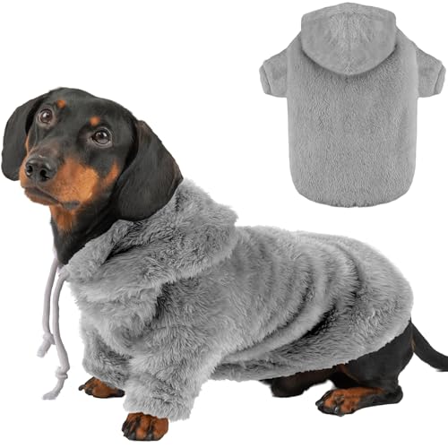 Fuzzy Hundepullover für mittelgroße und große Hunde, Grau, Größe L (Rücken: 52 cm, Brustumfang: 72 cm, Halsumfang: 54 cm) von BAOBICUTE