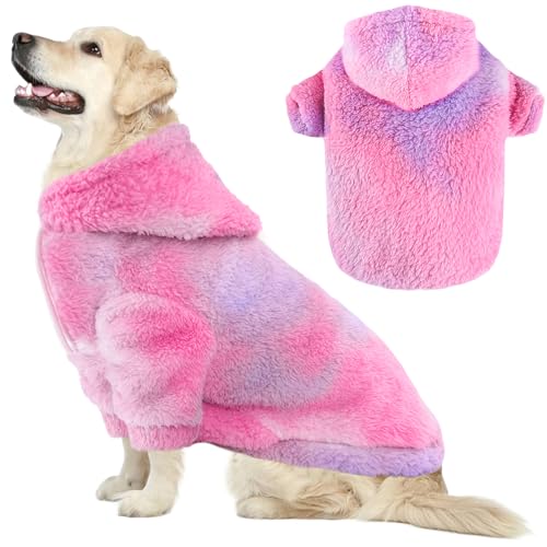 Fuzzy Hundepullover für mittelgroße und große Hunde, Größe XL (Rücken: 63 cm, Brustumfang: 86 cm, Halsumfang: 64 cm), Rosa / Rosa von BAOBICUTE