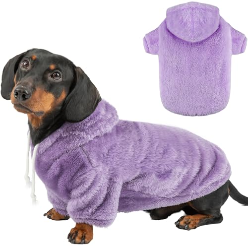 Fuzzy Hundepullover für mittelgroße und große Hunde, Violett, Größe L (Rücken: 52 cm, Brustumfang: 72 cm, Halsumfang: 54 cm) von BAOBICUTE