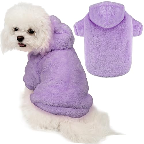 Fuzzy Hundepullover für mittelgroße und große Hunde, Violett, Größe XS (Rücken: 26 cm, Brustumfang: 38 cm, Halsumfang: 29 cm) von BAOBICUTE