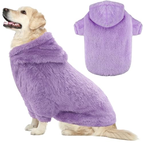Fuzzy Hundepullover für mittelgroße und große Hunde, Violett, Größe XXL (Rücken: 78 cm, Brustumfang: 94 cm, Halsumfang: 70 cm) von BAOBICUTE