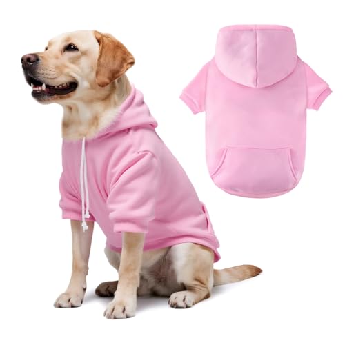Hunde-Kapuzenpullover für große Hunde, Rosa, Größe XL von BAOBICUTE