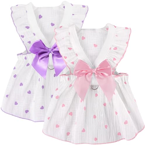 Hundekleid mit Herzmuster, Rosa + Lila, Größe XXL von BAOBICUTE