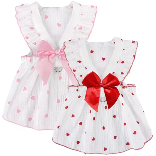 Hundekleid mit Herzmuster, Rosa + Rot, Größe M von BAOBICUTE