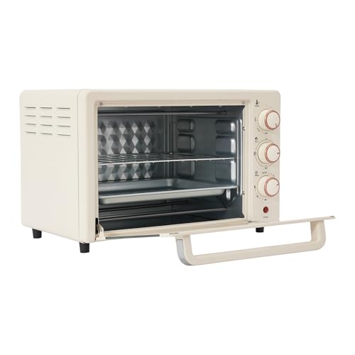 BAOCHADA 22 L Minibackofen, Klein mini Backofen mit Grillpfanne & Grillrost, Thermostat verstellbar bis 250 °C,1000 W, 60Mins Timer, Pizza-Ofen für Familien, Partys, Grillpartys, Snackbars, Desserts von BAOCHADA